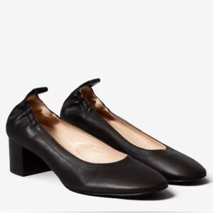 Everlane Black Leather The Day Shoes Slip On Block Heel Pumps Size 6.5